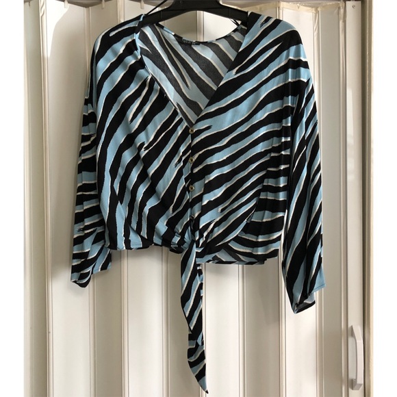 NWOT Topshop Striped Blouse - Picture 3 of 7